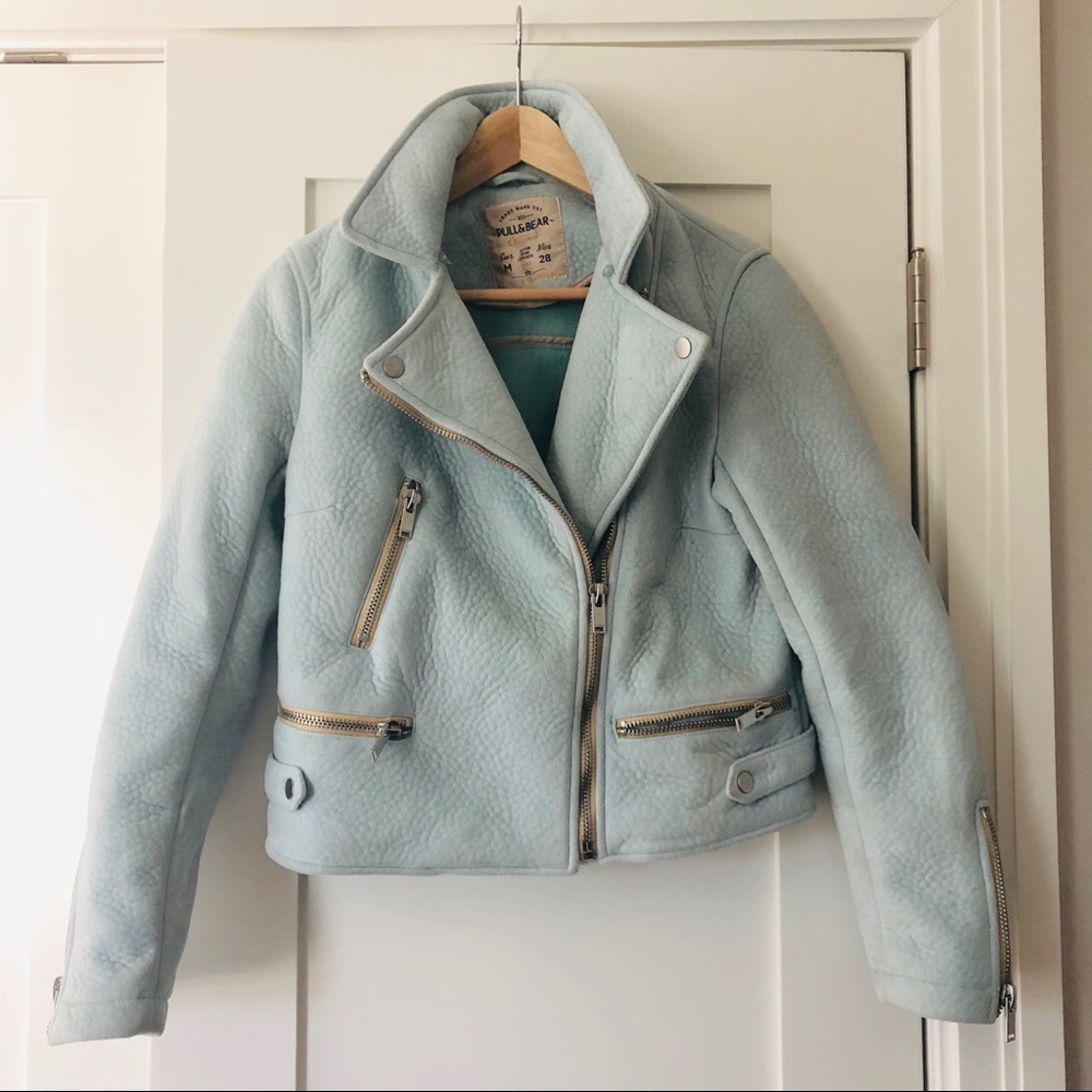 Baby blue Moto jacket